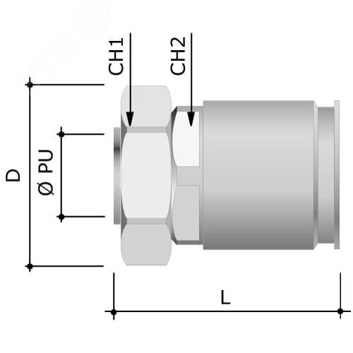 Муфта металлорукав DN=26-жесткая труба D=32мм IP66/IP67 никелированная латунь - фото 3