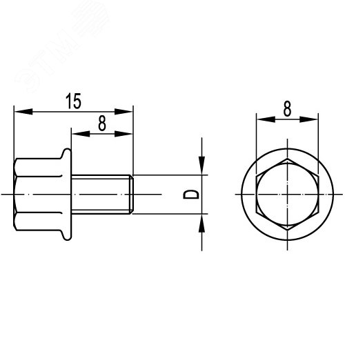 Винт для электрического соединения М6х8 inox - фото 2