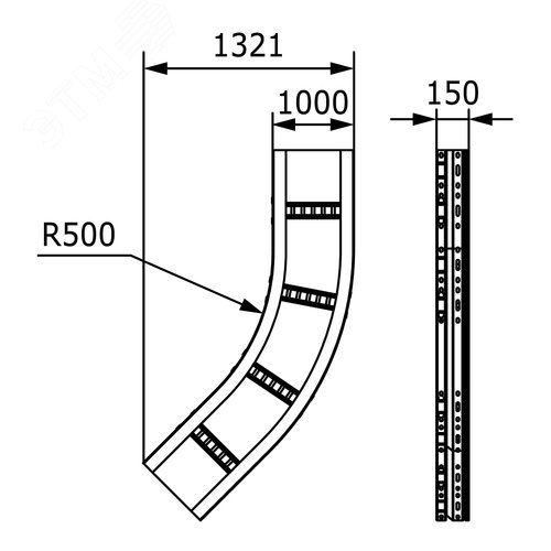 Угол листовой 45 градусов 150x1000 R660 горячеоцинкованный - фото 2
