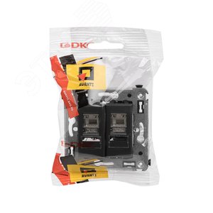 Avanti Компьютерная розетка RJ-45 в стену, кат.5e двойная экранированная,, Черный матовый - фото 5