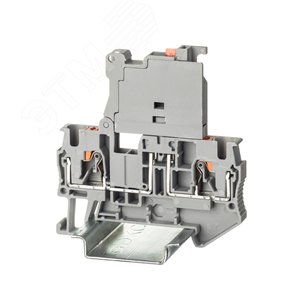 Клемма для предохранителя, зажим push-in, 2 точки подключения, 4 кв.мм, серая - фото 1