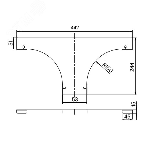 Крышка на ответвитель универсальный с основанием 50, 2,0 мм, цинк-ламель, в комплекте с крепежными элементами необходимыми длямонтажа - фото 2