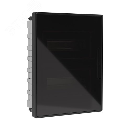 Щиток 24 мод встраиваемый для полых стен Фрейм (FRAME), черный, с тонированной дверцей, с 4 шинами PEN (2шт на 8 отв. и 2шт на 6 отв.) - фото 1