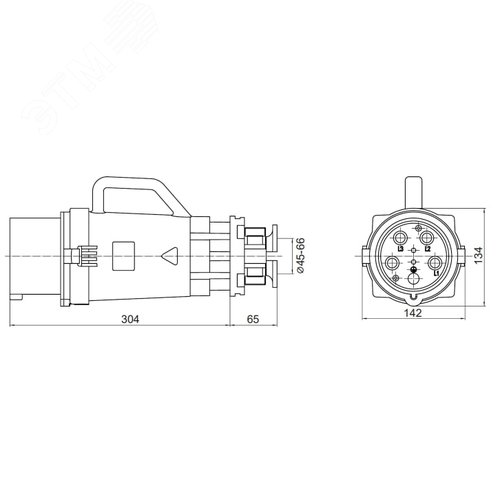 Вилка кабельная CP IP67 250A 3P+E 690В - фото 3