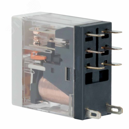 Реле миниатюрное промышленное, 2CO, коммутируемый ток 8 А, AgSnO, напряжение 230V AC, опция – тест-кнопка+светодиод - фото 3