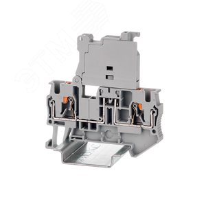 Клемма для предохранителя, зажим push-in, 2 точки подключения, 4 кв.мм, серая - фото 1