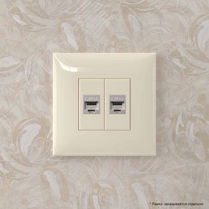 Avanti Компьютерная розетка RJ-45 без шторки в стену, кат.6А двойная экранированная,  Ванильная дымка - фото 5