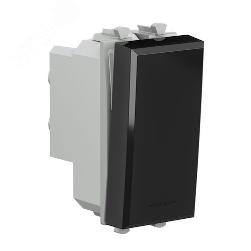 Avanti Выключатель двухполюсный одноклавишный модульный, Черный квадрат, 1 модуль - фото 2