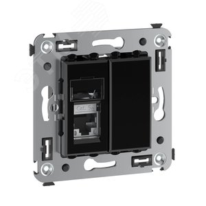 Avanti Компьютерная розетка RJ-45 в стену кат.5e  одинарная экранированная Черный квадрат - фото 3