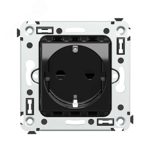 Avanti Розетка в стену, 2P+E, с защитными шторками, ''Черный квадрат'' - фото 1