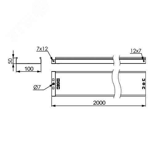 Лоток 100х50 L=2000мм толщина 1.0мм - фото 2