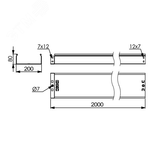 Лоток 200х80 L=2000мм толщина 1.0мм - фото 2