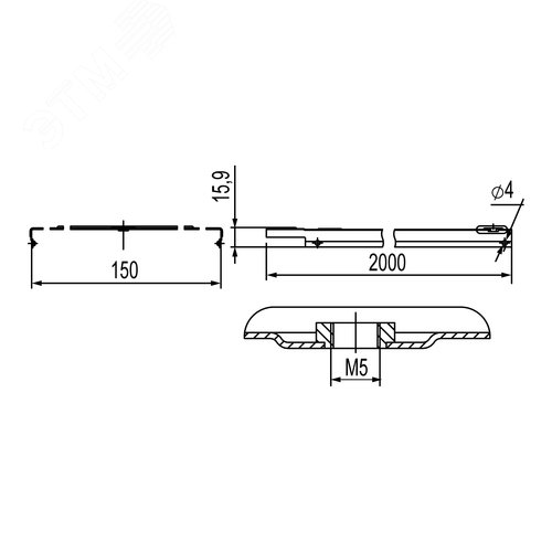 Крышка на лоток с заземлением основание 150мм L=2000мм толщина 1.2мм - фото 2