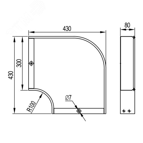 Угол CPO 90 горизонтальный 90 градусов 300х80 в комплекте крепежные элементы соединительные пластины - фото 2