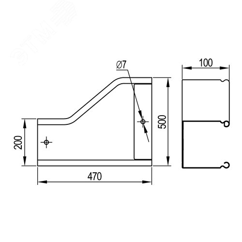 Переходник RRS левосторонний 500/200 H100 в комплекте с крепежными элементами и соединительными пластинами - фото 2