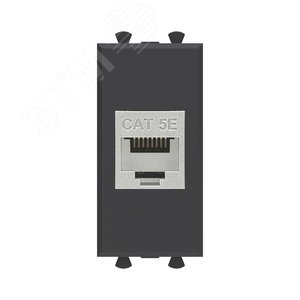 Avanti Компьютерная розетка RJ-45 без шторки модульная, кат.5е экранированная,  Черный матовый, 1 модуль - фото 1