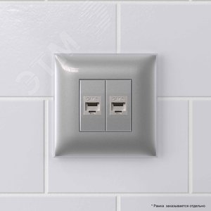 Avanti Компьютерная розетка RJ-45 без шторки в стену, кат.6 двойная экранированная,  Закаленная сталь - фото 5
