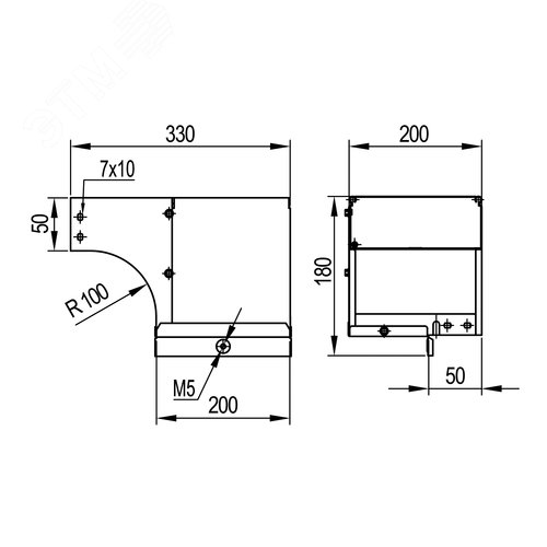Угол CDSS 90 вертикальный внешний переходник левосторонний основание 200 H50 в комплекте крепежные элементы соединительные пластины - фото 2