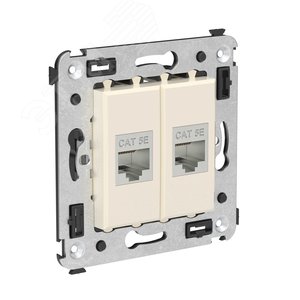 Avanti Компьютерная розетка RJ-45 без шторки в    стену кат.5e двойная экранированная Ванильная     дымка - фото 2