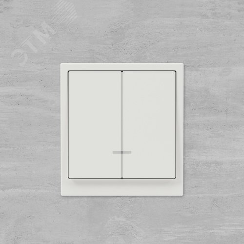 Выключатель двухклавишный с подсветкой, KANT, белый песок - фото 7