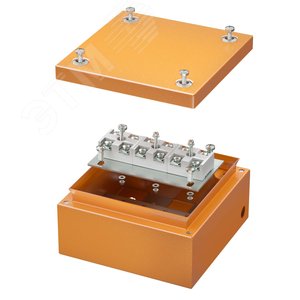 Коробка стальная FS с гладкими стенками и клеммникамиIP66 150х150х80мм 6р 450V 20A 10мм.кв  нерж.контакт