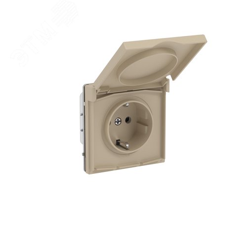Розетка силовая, 2P+E, с з/ш, с крышкой, IP44, KANT, ванильный марципан - фото 2