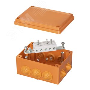 Коробка пластиковая FS с кабельными вводами и клеммниками  IP56 150х110х70мм  5р  450V 30A 16мм.кв