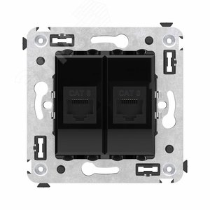 Avanti Компьютерная розетка RJ-45 без шторки в    стену, кат.6 двойная Черный квадрат - фото 1