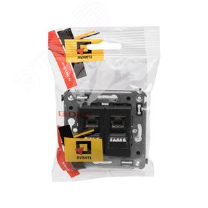 Компьютерная розетка RJ-45 в стену, кат.6 двойная,''Avanti'', ''Черный матовый'' - фото 5