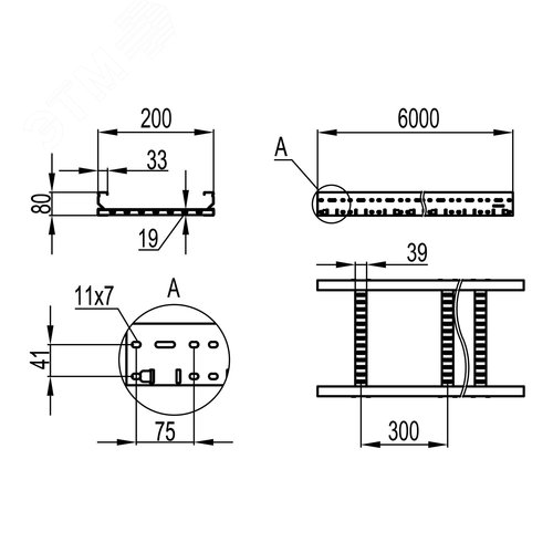 Лоток лестничный 80х200 лонжерон 2мм L=6м цинк-ламельный - фото 2