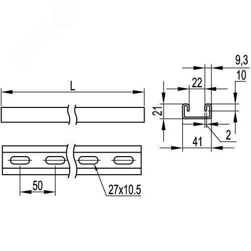 С-образный профиль 41х21, L2000, толщ.2,0 мм, цинк-ламельный - фото 2