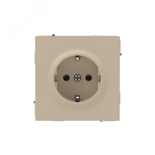 Розетка силовая, 2P+E, с заземлением без з/ш,     KANT, ванильный марципан - фото 1