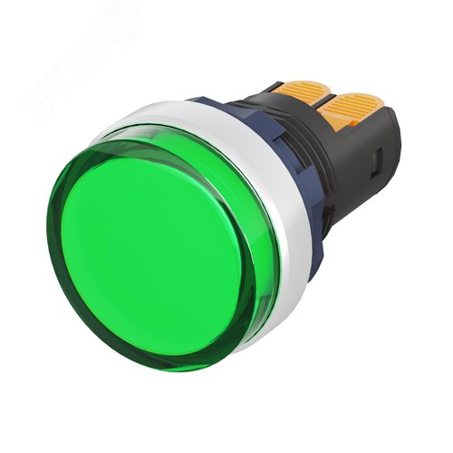 Сигнальная лампа со встроенным диодом 9-24В, зеленая, алюминиевое кольцо, зажим Plug-In - фото 1