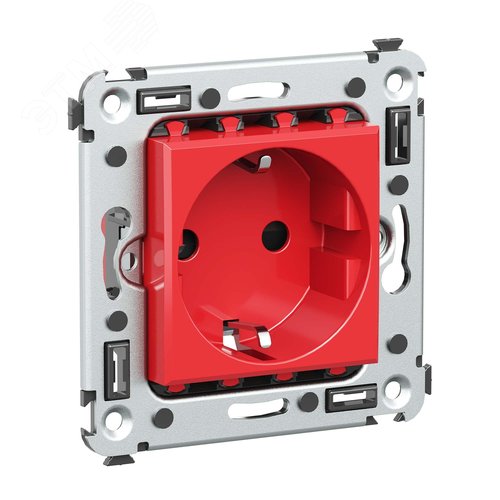 Avanti Розетка в стену, 2P+E, с защитными шторками, ''Красный квадрат'' - фото 2