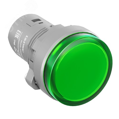 Изображение товара Сигнальная лампа со встроенным диодом 220В, зеленая, зажим Push-In (шт)