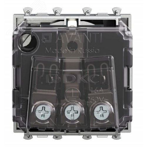 Розетка модульная, 2P+E, с з/ш, Avanti, закаленная сталь, 2 модуля - фото 3