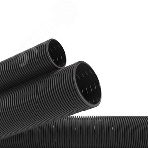 Труба гибкая двустенная дренажная D=125мм класс SN6 перфорация 360 градусов черный - фото 3