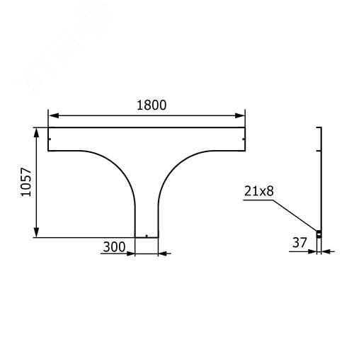 Крышка на Т-ответвитель 300 R=660мм горячеоцинкованная - фото 2