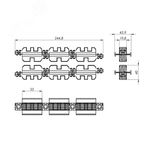 Комплект изоляторов главной шинной системы 1-2 шины на полюс, толщиной 10мм, 3Р - фото 6