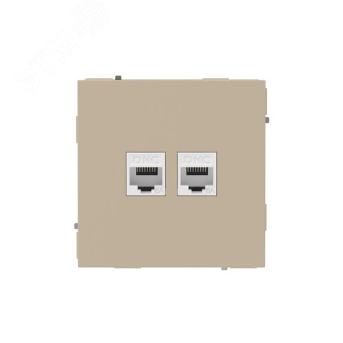 Компьютерная розетка RJ-45 без шторки, кат.6А двойная, KANT, ванильный марципан - фото 1