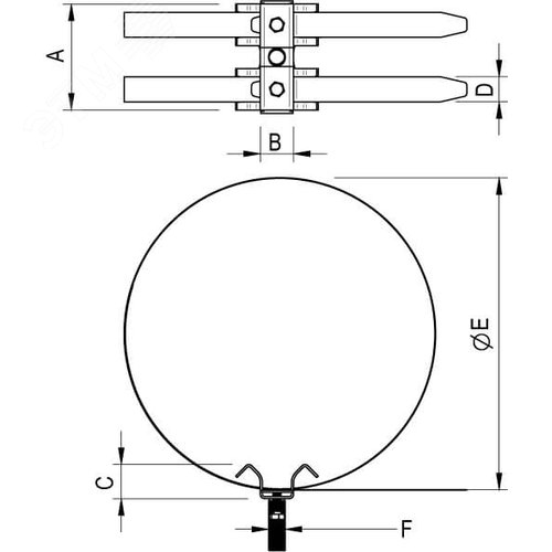 Хомут трубный двойной для изолированной мачты D0-500мм M16 - фото 2