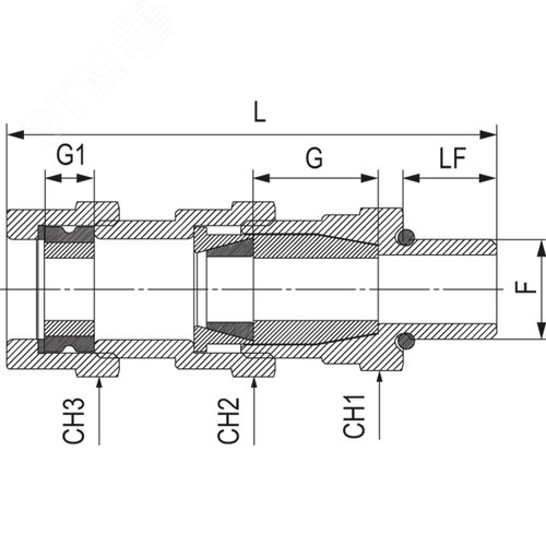 Взрывозащищенный кабельный ввод ADS под бронированный кабель, два уплотнения M20х1,5 d5,5-13мм D10-19мм. Никелированная латунь. IP66/68 - фото 2