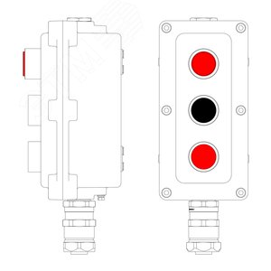 Изображение товара Пост управления взрывонепроницаемый из алюминия LCSD-03-B-MB-L1R(220)x1-P1B(11)x1-P1R(11)x1-PBMB-ANP15BMB (шт)