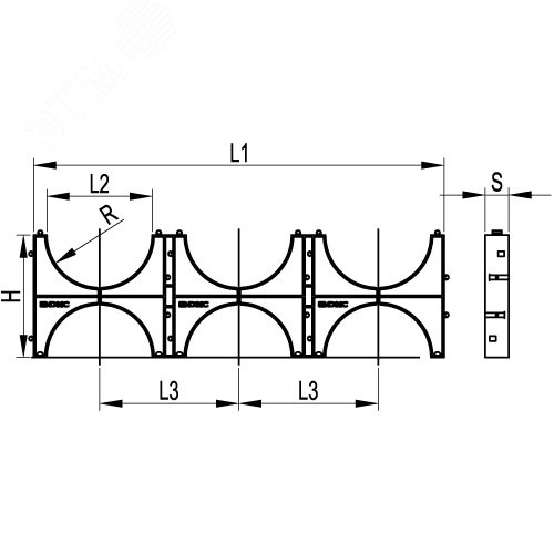 Держатель расстояния (кластер) для двустенных труб диаметр 90 тройной - фото 2
