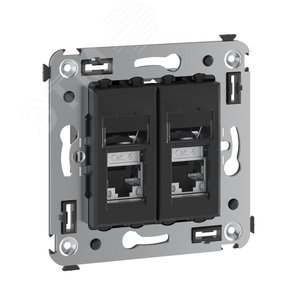 Компьютерная розетка RJ-45 в стену, кат.6 экранированная двойная,''Avanti'', ''Черный матовый'' - фото 2