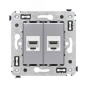 Avanti Компьютерная розетка RJ-45 без шторки в    стену, кат.5е двойная, Закаленная сталь - фото 1