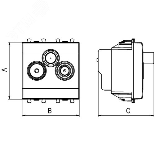 Avanti TV-FM-SAT ''Черный квадрат'', 16A, 2 модульный - фото 7