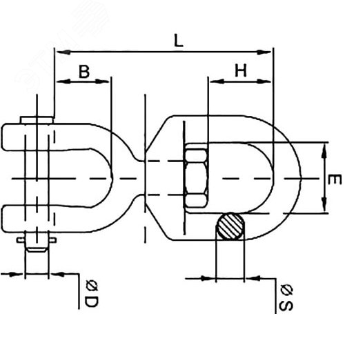 Вертлюг петля-вилка D6 - фото 2