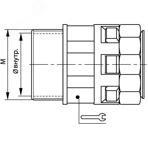 Монтажный комплект муфта труба-коробка DN 17 мм, М25х1,5, полиамид, цвет черный - фото 2