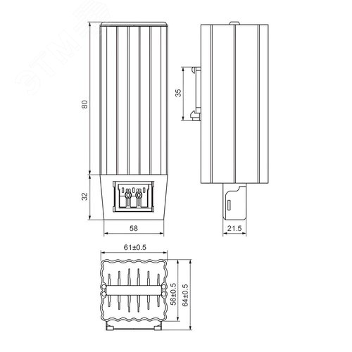 Обогреватель в алюминиевом корпусе 50 Вт, 48 В DC - фото 4